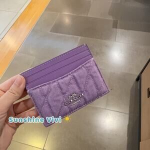 NWT Coach Slim ID Card Case Denim Leather CBR13 Silver/Iris